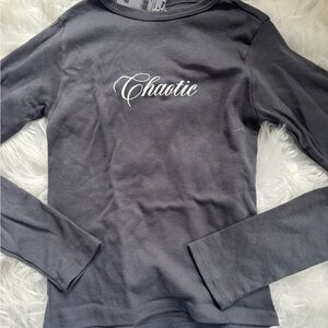 Tilly's Gray 'Chaotic' Long Sleeve Tee